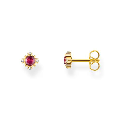 THOMAS SABO Vintage silver-gold-red stone earrings