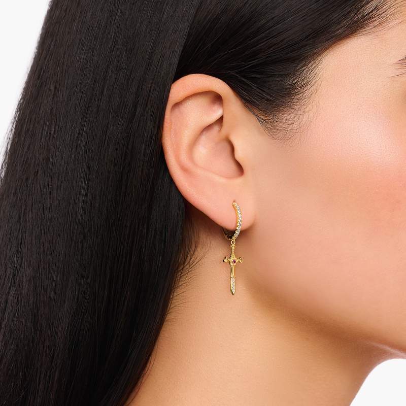 Boucles d'oreilles THOMAS SABO argent plaqué or pendentif Tempting Romance - vue porté 1