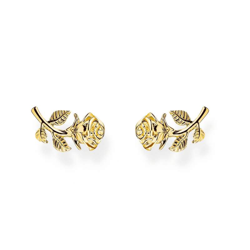 Boucles d'oreilles THOMAS SABO argent plaqué or motif Roses Romance - vue 1
