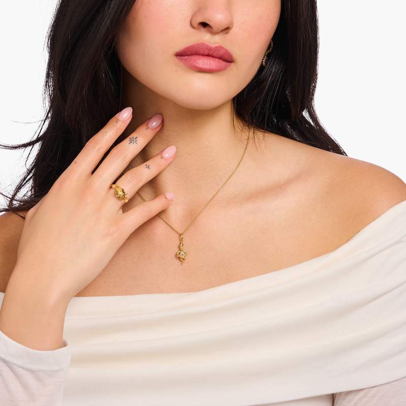 Collier THOMAS SABO argent plaqué or avec pendentif serpent Tempting Romance - vue porté 1