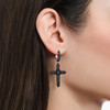 BOUCLES D'OREILLES THOMAS SABO argent croix zirconium noir - vue Vporté 1