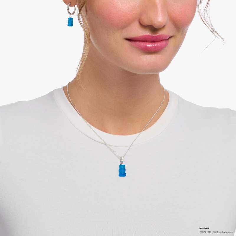Collier argent gris 45cm - vue porté 1