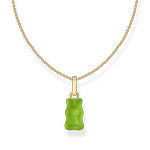 Collier argent doré jaune avec Ours HARIBO vert et pierres - vue 3