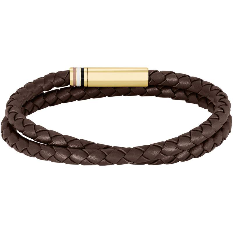Bracelet BOSS Arès acier doré cuir marron longueur 19 cm - vue 3