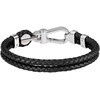 Bracelet BOSS Arès acier cuir noir longueur 19 cm - vue V3