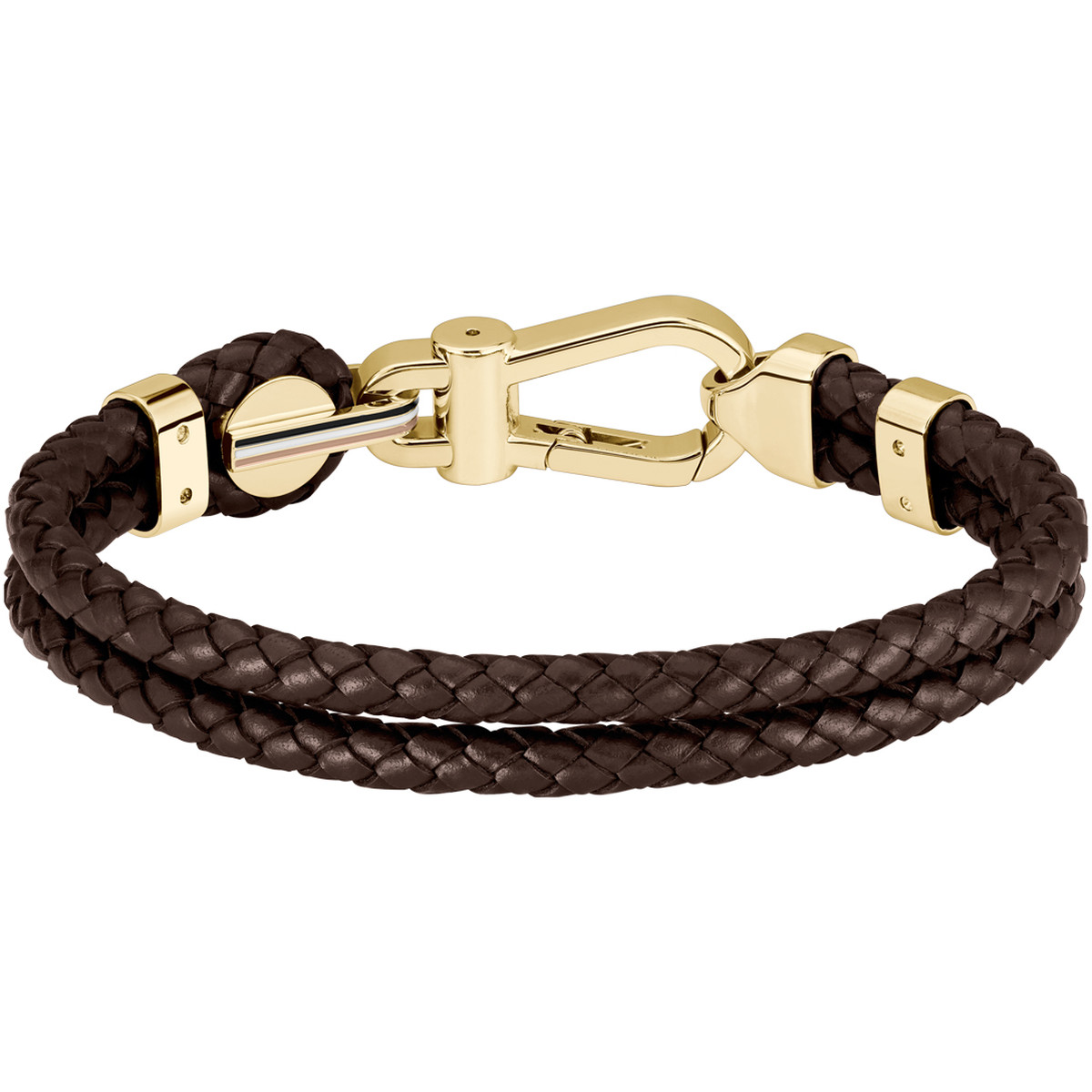 Bracelet BOSS Arès acier doré cuir marron longueur 19 cm - vue 3