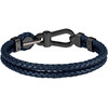 Bracelet BOSS Arès acier noir cuir bleu longueur 19 cm - vue V3