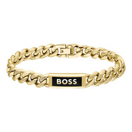 Bracelet BOSS Kassy emblem acier doré longueur 19 cm