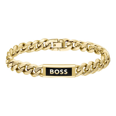 Bracelet BOSS Kassy emblem acier doré longueur 19 cm - vue 1