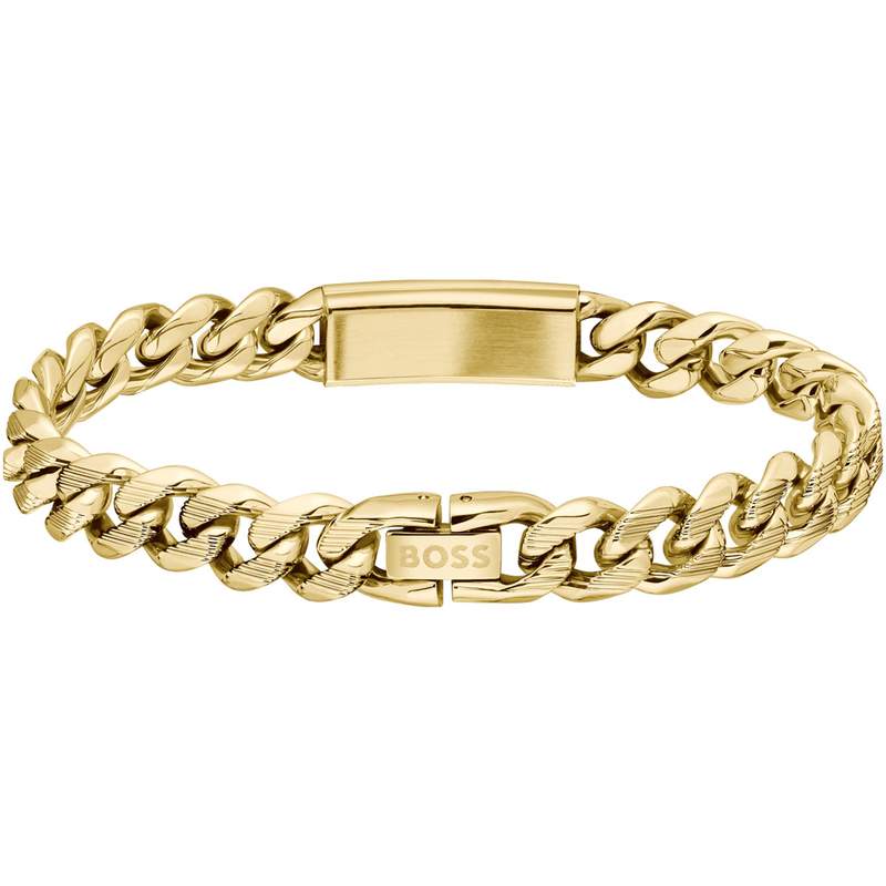 Bracelet BOSS Kassy emblem acier doré longueur 19 cm - vue 3