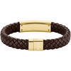 Bracelet BOSS Lander acier doré cuir marron longueur 19 cm - vue V3