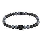 Bracelet TOMMY HILFIGER acier perles noir gris longueur 19 cm - vue 1
