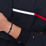 Bracelet TOMMY HILFIGER acier perles bleu longueur 19 cm - vue porté 1