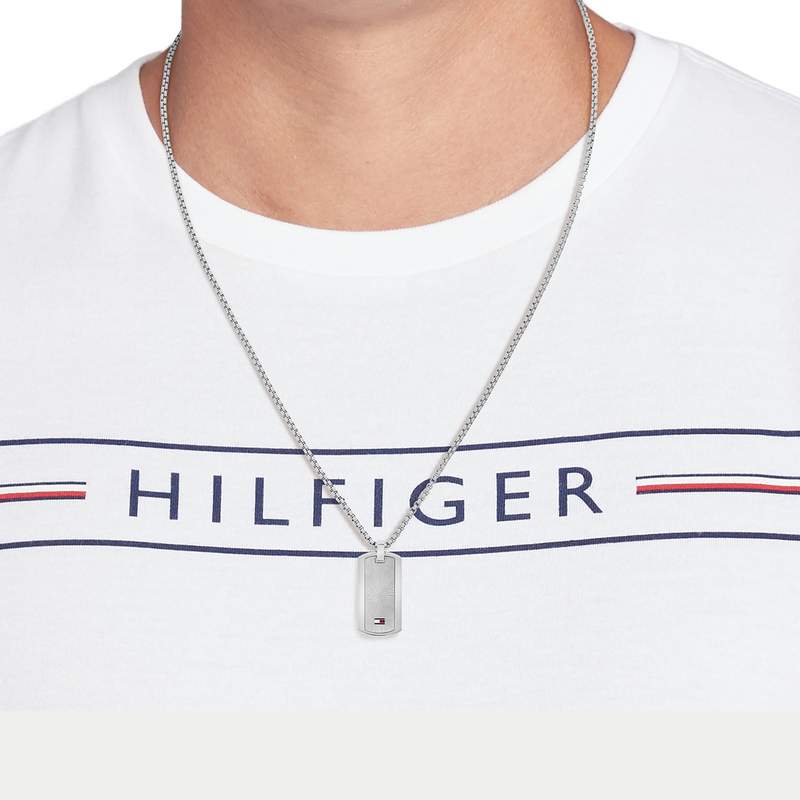 Collier TOMMY HILFIGER Jameson acier - vue porté 1