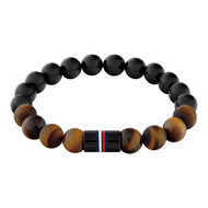 Bracelet TOMMY HILFIGER Jameson perles marron noir longueur 19 cm