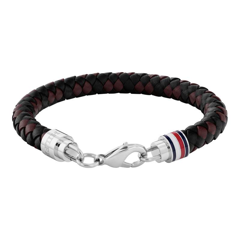 Bracelet TOMMY HILFIGER Carabiner acier cuir bleu longueur 19 cm - vue 1