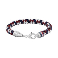 Bracelet TOMMY HILFIGER Tyson acier cuir bleu rouge blanc longueur 19 cm