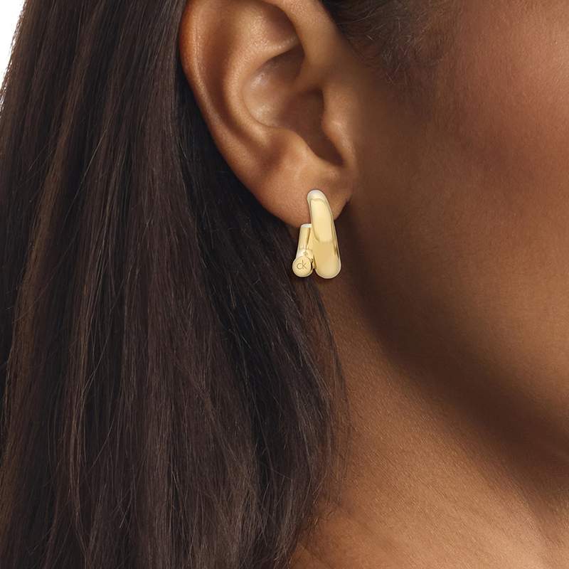 Boucles d'oreilles CALVIN KLEIN Ck Spiral acier doré - vue porté 1