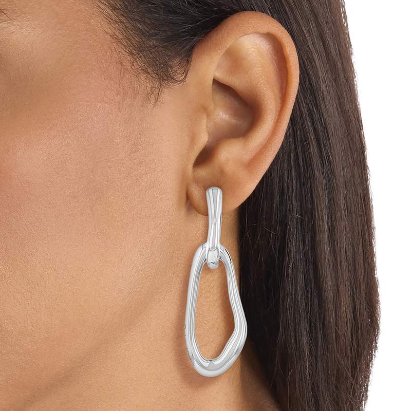 BOUCLES D'OREILLES CALVIN KLEIN Ck Statement Links ACIER INOXYDABLE - vue porté 1