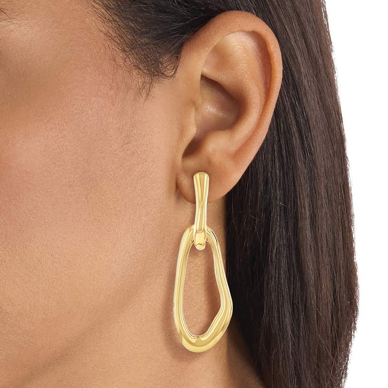 BOUCLES D'OREILLES CALVIN KLEIN Ck Statement Links ACIER doré - vue porté 1