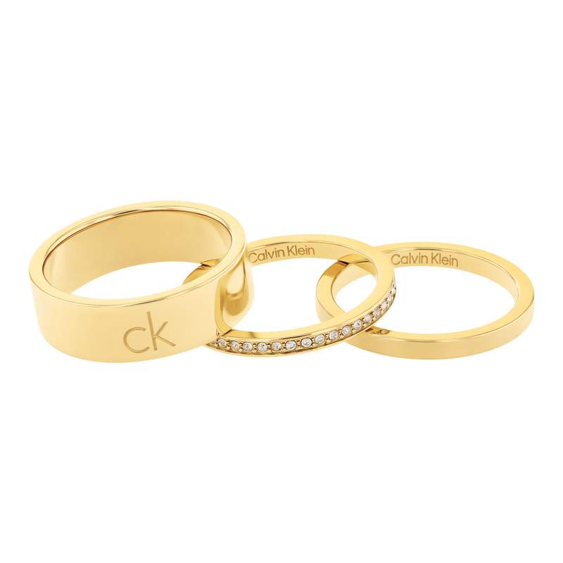 Bague CALVIN KLEIN acier doré jaune trio - vue 1