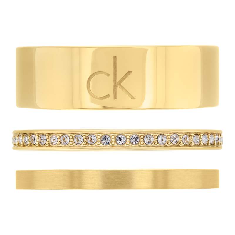 Bague CALVIN KLEIN acier doré jaune trio - vue 2