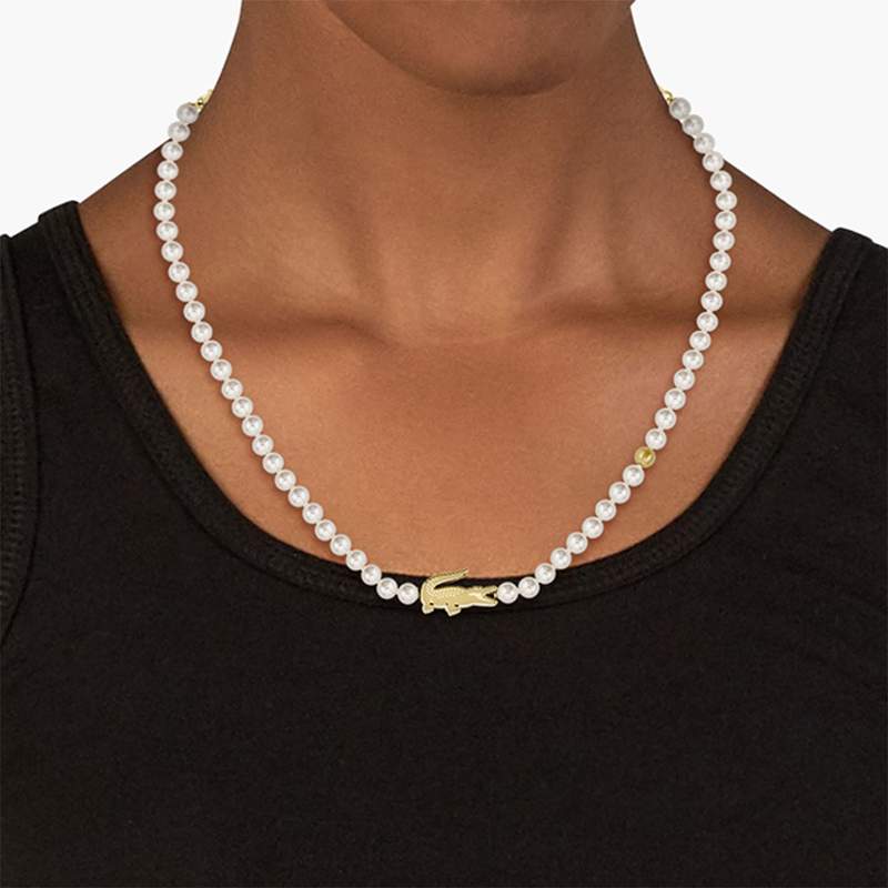 Collier LACOSTE acier doré longueur 50 cm - vue porté 1