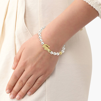 Bracelet LACOSTE matchpoint acier doré perles longueur 16 cm