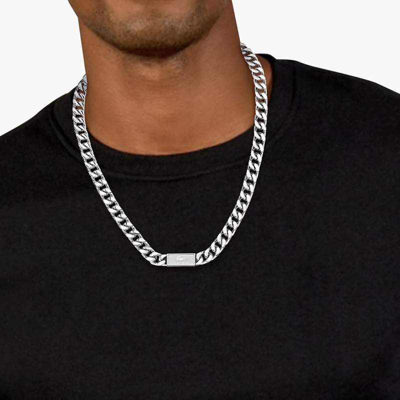 Collier LACOSTE backhand acier longueur 56 cm - vue porté 1