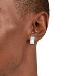 Boucle d'oreilles LACOSTE backhand acier - vue porté 1