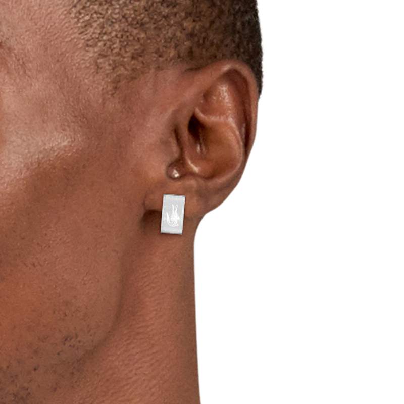 Boucle d'oreilles LACOSTE backhand acier - vue porté 1