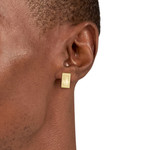 Boucle d'oreilles LACOSTE backhand acier doré - vue porté 1