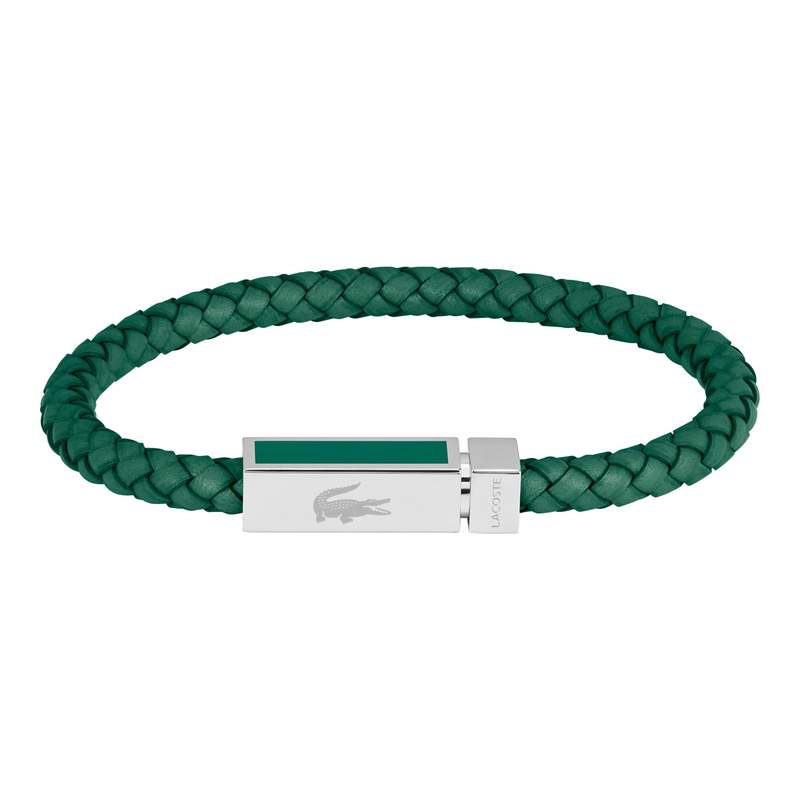 Bracelet LACOSTE Rokel acier cuir vert longueur 19 cm - vue 1