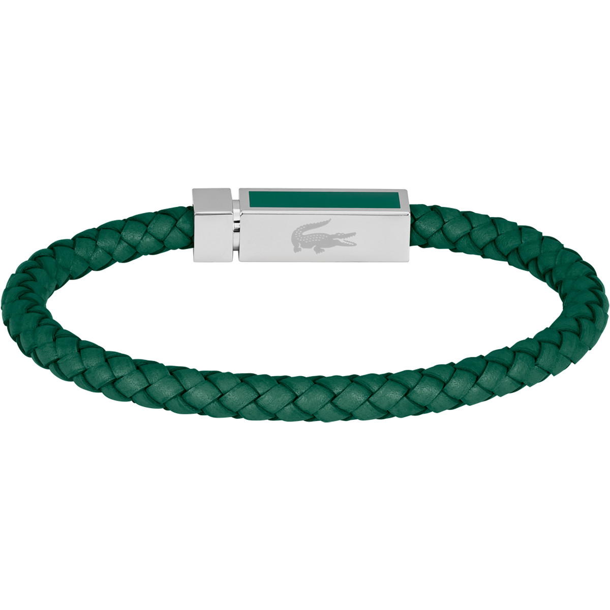 Bracelet LACOSTE Rokel acier cuir vert longueur 19 cm - vue 3