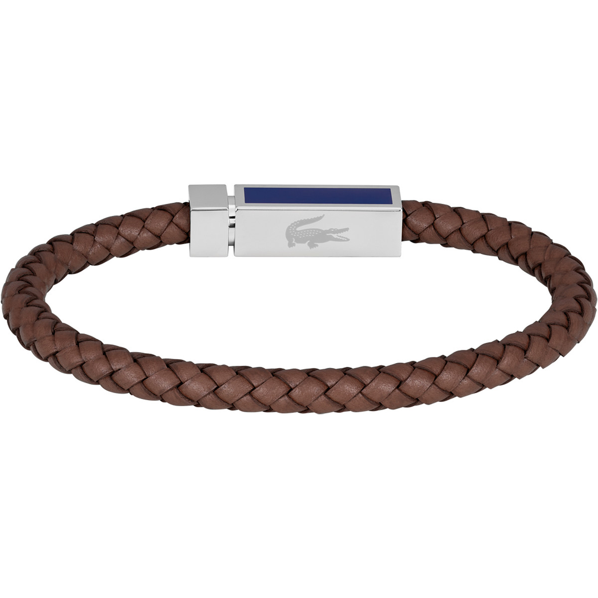 Bracelet LACOSTE Rokel acier cuir marron longueur 19 cm - vue 3