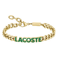 Bracelet LACOSTE script acier doré vert longueur 18 cm