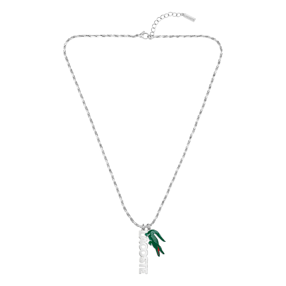 Collier LACOSTE umpire acier vert longueur 60 cm