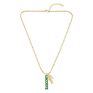 Collier LACOSTE umpire acier doré vert longueur 60 cm