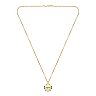 Collier LACOSTE vigor acier doré vert longueur 60 cm