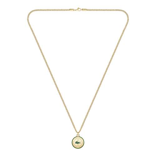 LACOSTE vigor halsketting staal goud groen lengte 60 cm