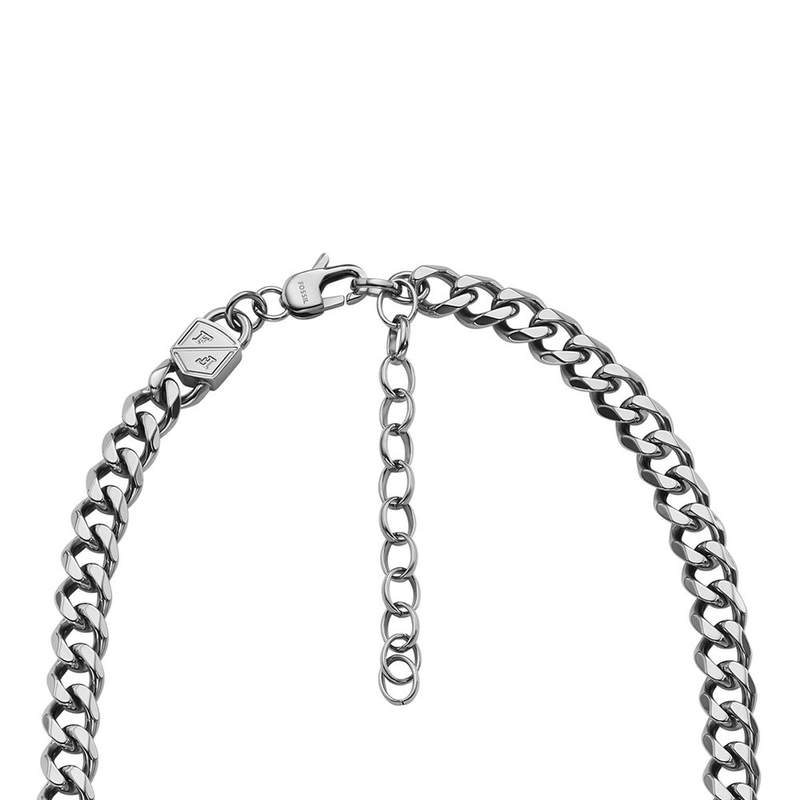 Collier FOSSIL acier inoxydable argent longueur 58 cm - vue D1
