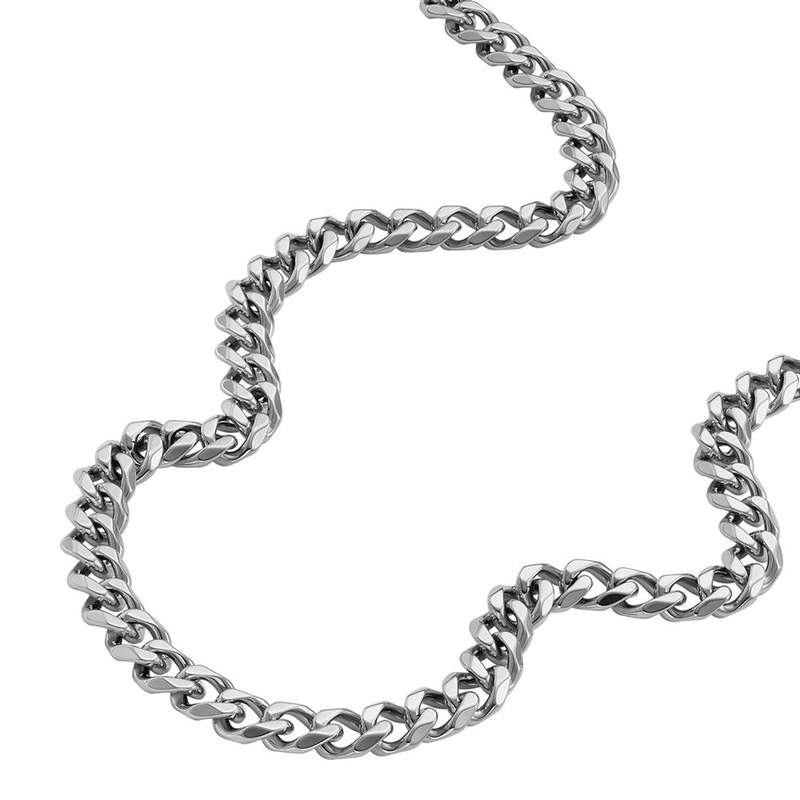 Collier FOSSIL acier inoxydable argent longueur 58 cm - vue D2