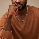 Collier FOSSIL acier inoxydable argent longueur 58 cm - vue porté 1