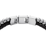 Bracelet FOSSIL acier inoxydable cuir noir - vue 3