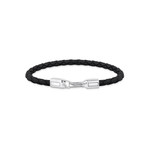 Bracelet THOMAS SABO argent et cuir noir longueur 19 cm - vue 1