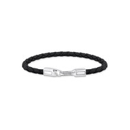 Bracelet THOMAS SABO argent et cuir noir longueur 19 cm