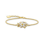 Bracelet argent doré jaune fleur oxyde de zirconium 19 cm - vue 1