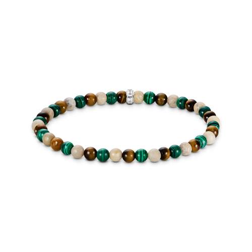 Bracelet argent pierre synthétiques vert 19 cm