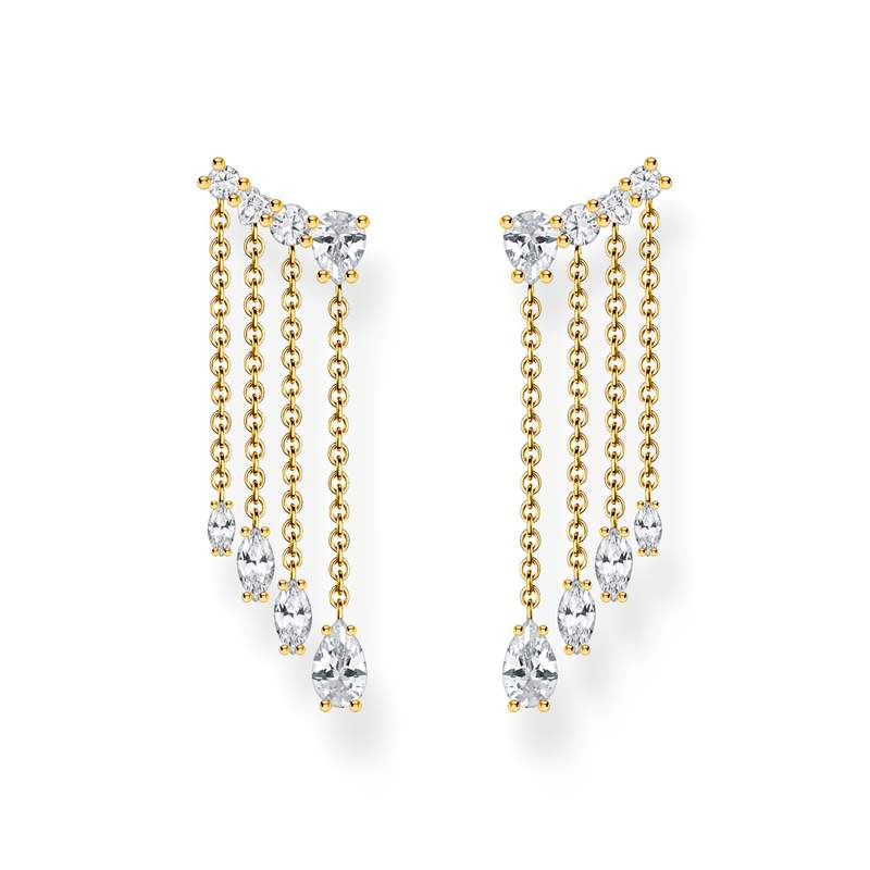 Boucles d'oreille THOMAS SABO argent doré jaune oxyde de zirconiums - vue D1