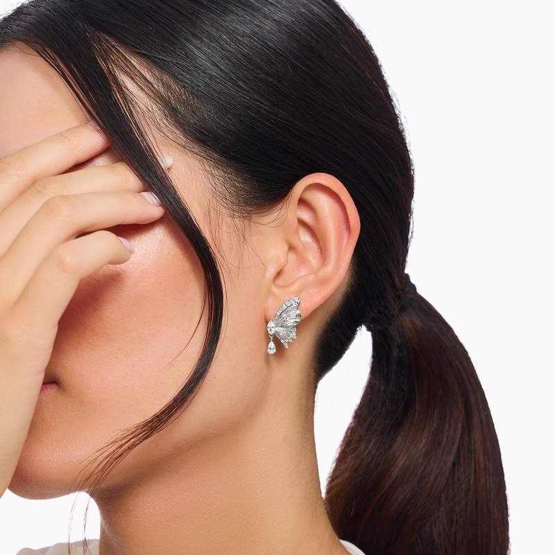 Boucles d'oreille THOMAS SABO argent papillon oxyde de zirconiums - vue porté 1
